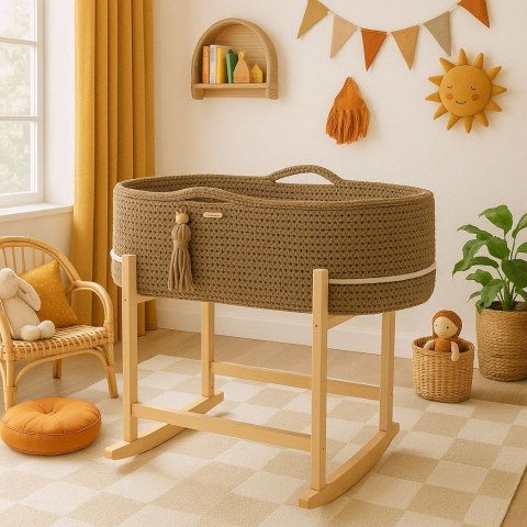 Kosz Mojżesza BOHO Handmade z kołyską - sand