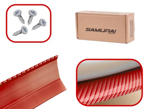 Dokładka zderzaka osłona uniwersalna spoiler carbon 2,5m czerwona