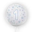 Balon przezroczysty z Niebieskim Nadrukiem Cyfra 1, 45cm