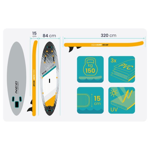 Deska SUP Aquasurf 320 x 84 x 15 cm Neo-Sport 170205 Deska SUP Aquasurf 320 x 84 x 15 cm Neo-Sport 170205