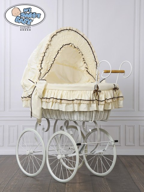 Kosz Mojżesza Retro Emma - Naturalny + kremowa pościel z koronką Kosz Mojżesza Retro Emma - Naturalny + kremowa pościel z koronką