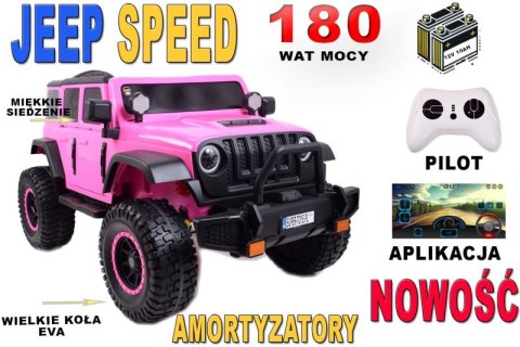 OLBRZYMI JEEP NA AKUMULATOR SPEED, SUPER RÓŻ, MIĘKKIE KOŁA, SIEDZENIE, APLIKACJA/DLS-X15A OLBRZYMI JEEP NA AKUMULATOR SPEED, SUPER RÓŻ, MIĘKKIE KOŁA, SIEDZENIE, APLIKACJA/DLS-X15A