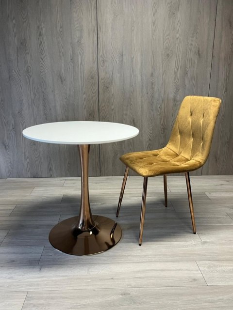 Stół okrągły VICTORY WHITE 70 cm COPPER