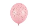 Balony Lateksowe, Pudrowy Róż w Złote Kropki, 30cm (1 op. / 50 szt.)