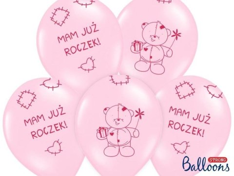 Balony Mam już Roczek, Pastelowy Róż, 30cm, 6 szt. Balony Mam już Roczek, Pastelowy Róż, 30cm, 6 szt.
