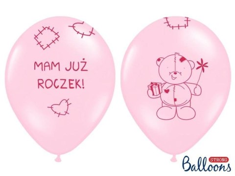 Balony Mam już Roczek, Pastelowy Róż, 30cm, 6 szt. Balony Mam już Roczek, Pastelowy Róż, 30cm, 6 szt.