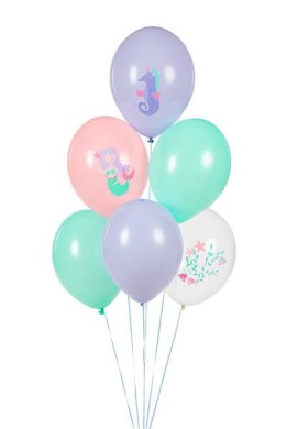 Balony lateksowe Morski świat, Syrenka 30cm, 50 sztuk