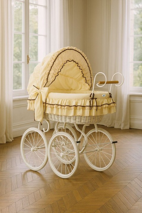 Kosz Mojżesza Retro Emma - Naturalny + kremowa pościel z koronką Kosz Mojżesza Retro Emma - Naturalny + kremowa pościel z koronką
