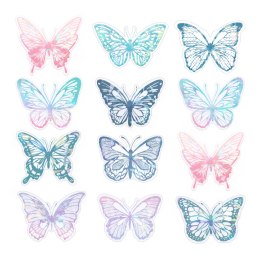 Naklejki Motyle Holograficzne - Zestaw Mix 12 sztuk