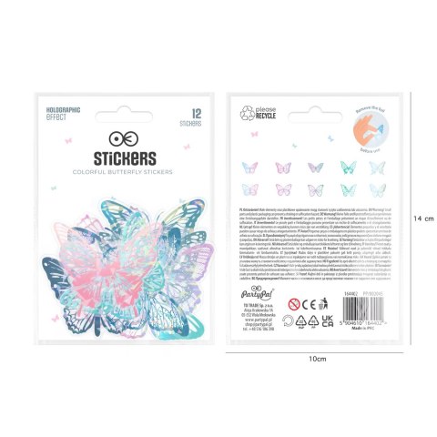 Naklejki Motyle Holograficzne - Zestaw Mix 12 sztuk Naklejki Motyle Holograficzne - Zestaw Mix 12 sztuk