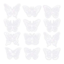 Naklejki na ścianę Motyle Holograficzne Białe 75 cm - 12 sztuk