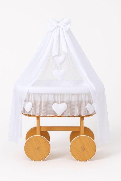Wiklinowy kosz Mojżesza z baldachimem Deluxe Amelia - naturalny + biała pościel Wiklinowy kosz Mojżesza z baldachimem Deluxe Amelia - naturalny + biała pościel