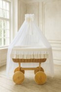 Wiklinowy kosz Mojżesza z baldachimem Deluxe Bellamy - naturalny + kremowa pościel