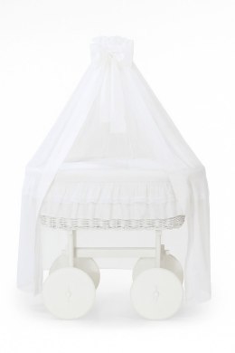 Wiklinowy kosz Mojżesza z baldachimem Deluxe Little Angel - biały + biała pościel