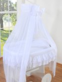 Wiklinowy kosz Mojżesza z baldachimem Deluxe Little Angel - biały + biała pościel