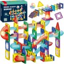 WOOPIE Klocki Magnetyczne Konstrukcyjne 3D Zestaw Edukacyjny Tor Kulkowy LED 105el.