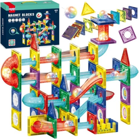 WOOPIE Klocki Magnetyczne Konstrukcyjne 3D Zestaw Edukacyjny Tor Kulkowy LED 105el. WOOPIE Klocki Magnetyczne Konstrukcyjne 3D Zestaw Edukacyjny Tor Kulkowy LED 105el.