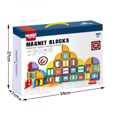 WOOPIE Klocki Magnetyczne Konstrukcyjne 3D Zestaw Edukacyjny Zamek 100el. WOOPIE Klocki Magnetyczne Konstrukcyjne 3D Zestaw Edukacyjny Zamek 100el.