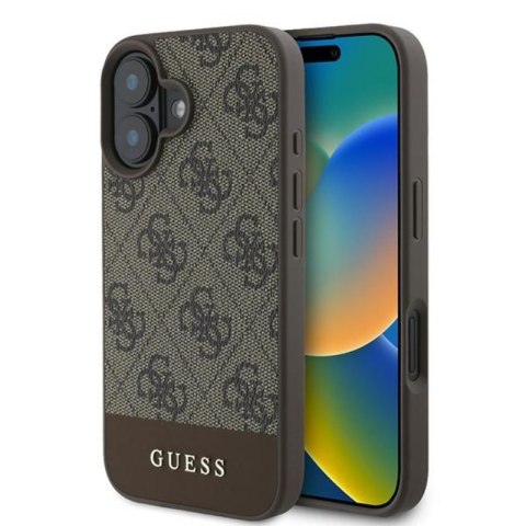 Guess 4G Bottom Stripe - Etui iPhone 16 Plus (brązowy) Guess 4G Bottom Stripe - Etui iPhone 16 Plus (brązowy)