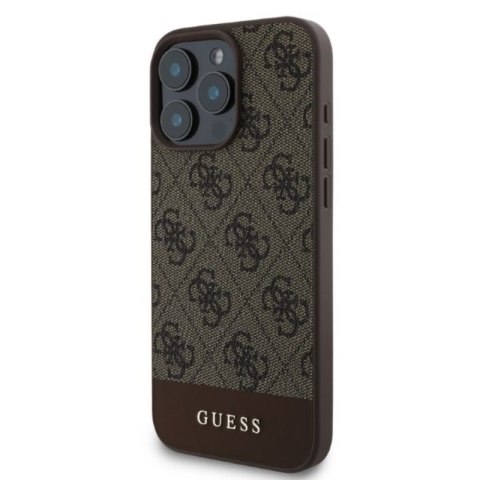 Guess 4G Bottom Stripe - Etui iPhone 16 Pro Max (brązowy) Guess 4G Bottom Stripe - Etui iPhone 16 Pro Max (brązowy)