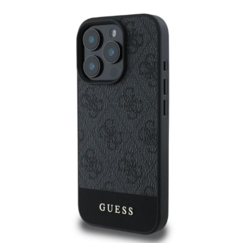 Guess 4G Bottom Stripe - Etui iPhone 16 Pro Max (szary) Guess 4G Bottom Stripe - Etui iPhone 16 Pro Max (szary)