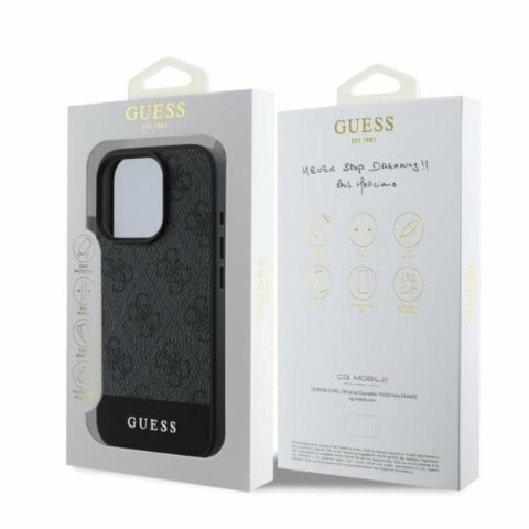 Guess 4G Bottom Stripe - Etui iPhone 16 Pro (szary) Guess 4G Bottom Stripe - Etui iPhone 16 Pro (szary)