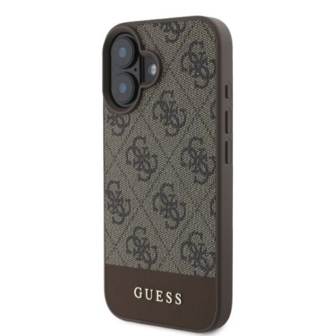 Guess 4G Bottom Stripe - Etui iPhone 16 (brązowy) Guess 4G Bottom Stripe - Etui iPhone 16 (brązowy)