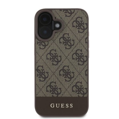 Guess 4G Bottom Stripe - Etui iPhone 16 (brązowy) Guess 4G Bottom Stripe - Etui iPhone 16 (brązowy)