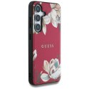 Guess Grained Printed Flower Pattern MagSafe - Etui do Samsung Galaxy S25 (fuksja)