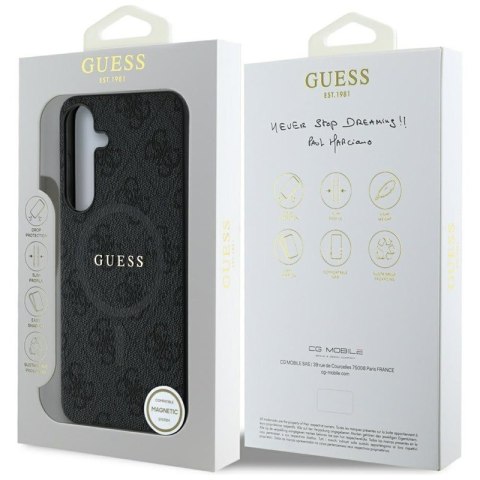 Guess Leather 4G Colored Ring Classic Logo MagSafe - Etui do Samsung Galaxy S25 (czarny) Guess Leather 4G Colored Ring Classic Logo MagSafe - Etui do Samsung Galaxy S25 (czarny)