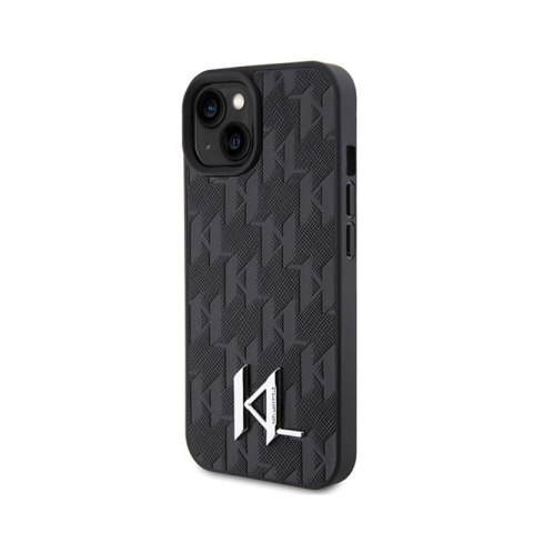 Karl Lagerfeld Leather Monogram Hot Stamp Metal Logo - Etui iPhone 15 (czarny) Karl Lagerfeld Leather Monogram Hot Stamp Metal Logo - Etui iPhone 15 (czarny)