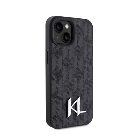 Karl Lagerfeld Leather Monogram Hot Stamp Metal Logo - Etui iPhone 15 (czarny) Karl Lagerfeld Leather Monogram Hot Stamp Metal Logo - Etui iPhone 15 (czarny)