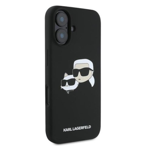 Karl Lagerfeld Silicone Double Heads Print MagSafe - Etui iPhone 16 Plus (czarny) Karl Lagerfeld Silicone Double Heads Print MagSafe - Etui iPhone 16 Plus (czarny)