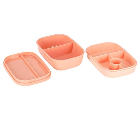 Lunch box śniadaniówka pudełko śniadaniowe z przegródkami dzielone 1900ml morelowe Lunch box śniadaniówka pudełko śniadaniowe z przegródkami dzielone 1900ml morelowe