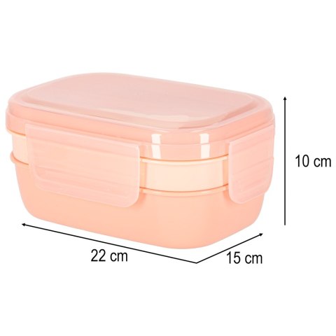 Lunch box śniadaniówka pudełko śniadaniowe z przegródkami dzielone 1900ml morelowe Lunch box śniadaniówka pudełko śniadaniowe z przegródkami dzielone 1900ml morelowe