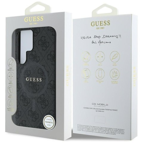 Guess Leather 4G Colored Ring Classic Logo MagSafe - Etui do Samsung Galaxy S25 Ultra (czarny) Guess Leather 4G Colored Ring Classic Logo MagSafe - Etui do Samsung Galaxy S25 Ultra (czarny)