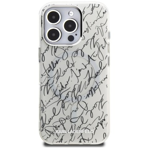 Karl Lagerfeld IML Karl Script Pattern MagSafe - Etui iPhone 16 Pro Max (biały) Karl Lagerfeld IML Karl Script Pattern MagSafe - Etui iPhone 16 Pro Max (biały)