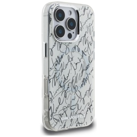 Karl Lagerfeld IML Karl Script Pattern MagSafe - Etui iPhone 16 Pro Max (biały) Karl Lagerfeld IML Karl Script Pattern MagSafe - Etui iPhone 16 Pro Max (biały)