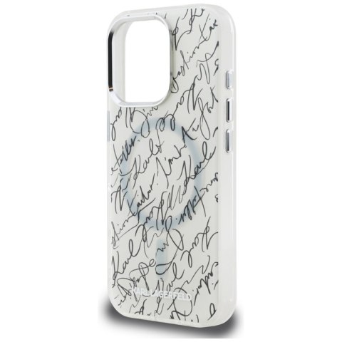 Karl Lagerfeld IML Karl Script Pattern MagSafe - Etui iPhone 16 Pro (biały) Karl Lagerfeld IML Karl Script Pattern MagSafe - Etui iPhone 16 Pro (biały)