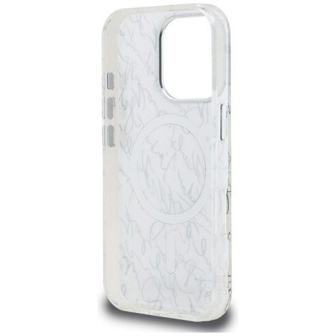 Karl Lagerfeld IML Karl Script Pattern MagSafe - Etui iPhone 16 Pro (biały) Karl Lagerfeld IML Karl Script Pattern MagSafe - Etui iPhone 16 Pro (biały)