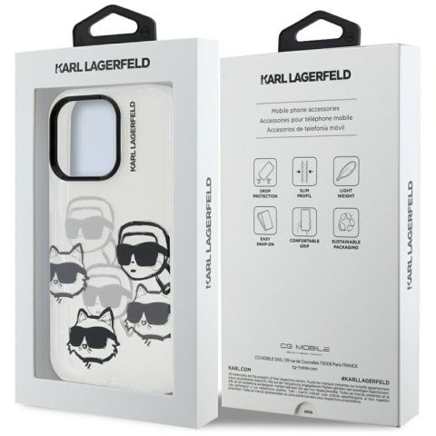 Karl Lagerfeld IML Multi K&C Head Pattern - Etui iPhone 16 Pro (przezroczysty)