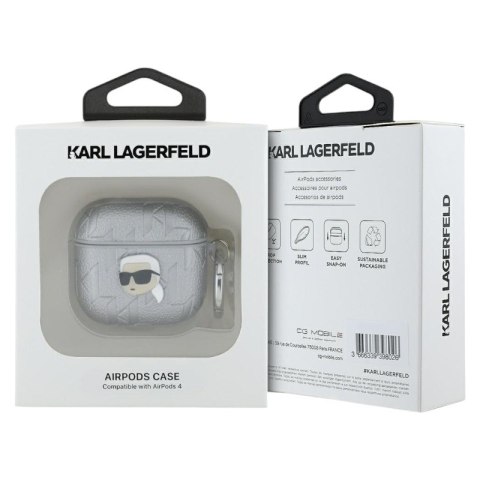 Karl Lagerfeld Monogram Karl Head - Etui AirPods 4 (srebrny) Karl Lagerfeld Monogram Karl Head - Etui AirPods 4 (srebrny)