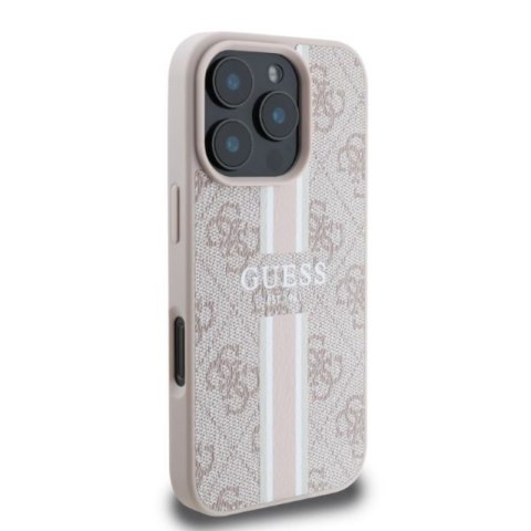 Guess 4G Printed Stripes MagSafe - Etui iPhone 16 Pro (różowy) Guess 4G Printed Stripes MagSafe - Etui iPhone 16 Pro (różowy)