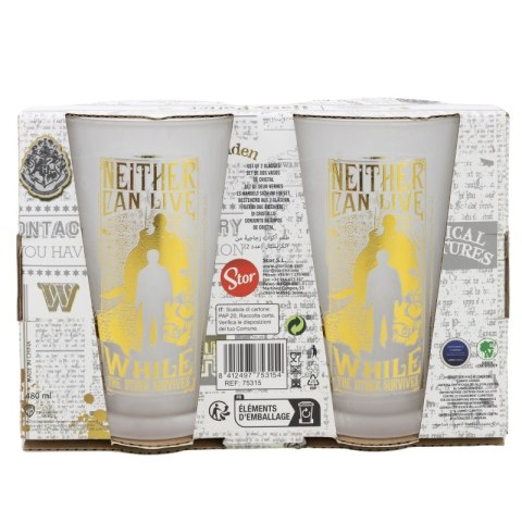 Harry Potter - Zestaw dwóch szklanek w ozdobnym pudełku z kolekcji Golden Magic 490 ml Harry Potter - Zestaw dwóch szklanek w ozdobnym pudełku z kolekcji Golden Magic 490 ml