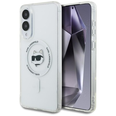 Karl Lagerfeld Button Choupette Head Printed Logo MagSafe - Etui Samsung Galaxy S25 Edge (biały)