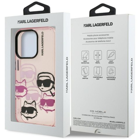 Karl Lagerfeld IML Multi K&C Head Pattern - Etui iPhone 16 Pro Max (różowy) Karl Lagerfeld IML Multi K&C Head Pattern - Etui iPhone 16 Pro Max (różowy)