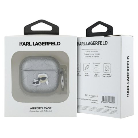 Karl Lagerfeld Monogram Karl & Choupette Head - Etui AirPods 4 (srebrny) Karl Lagerfeld Monogram Karl & Choupette Head - Etui AirPods 4 (srebrny)