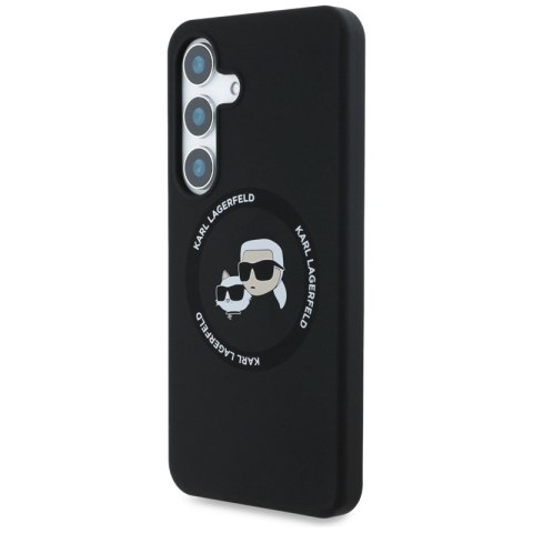Karl Lagerfeld Silicone Double Heads And Circle MagSafe - Etui Samsung Galaxy S25 (czarny) Karl Lagerfeld Silicone Double Heads And Circle MagSafe - Etui Samsung Galaxy S25 (czarny)