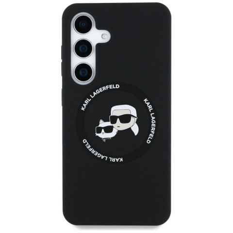 Karl Lagerfeld Silicone Double Heads And Circle MagSafe - Etui Samsung Galaxy S25 (czarny) Karl Lagerfeld Silicone Double Heads And Circle MagSafe - Etui Samsung Galaxy S25 (czarny)