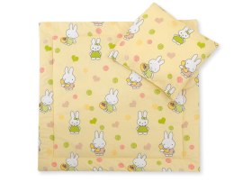 Pościel dla niemowląt z wypełnieniem kołderka i poduszka - Hallo rabbit żółty